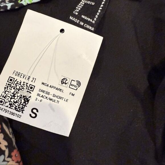 NWT Forever 21 Ruffle Fringe Mini Dress Charcoal Gray Floral Strappy Size Small - Picture 6 of 13